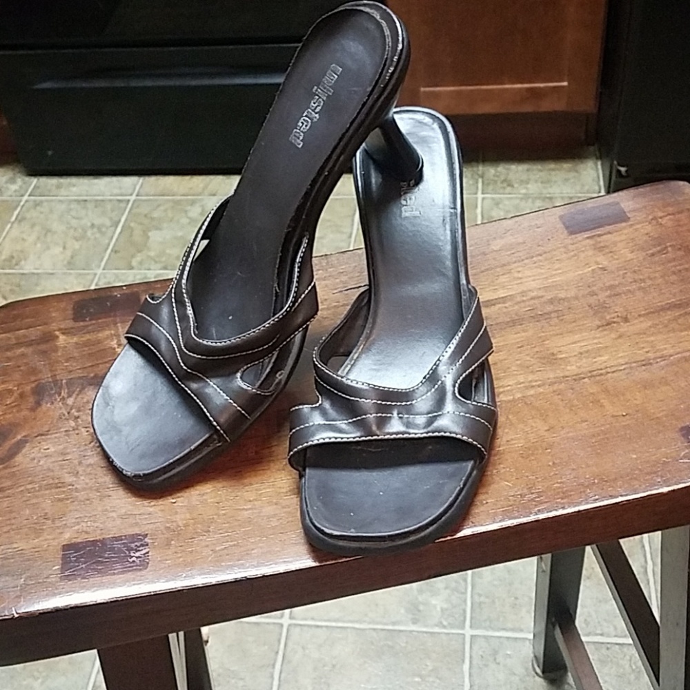 Dark brown slip on sandal